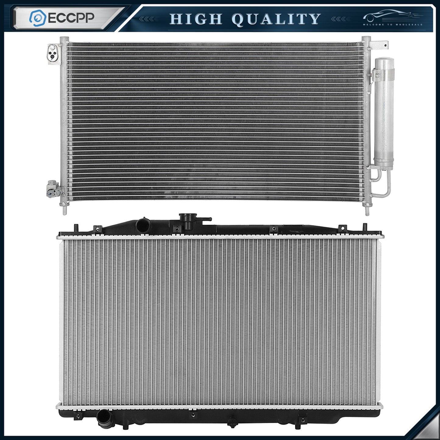 Aluminum Radiator & AC Condenser Cooling Kit For 2003-2007 Honda Accord
