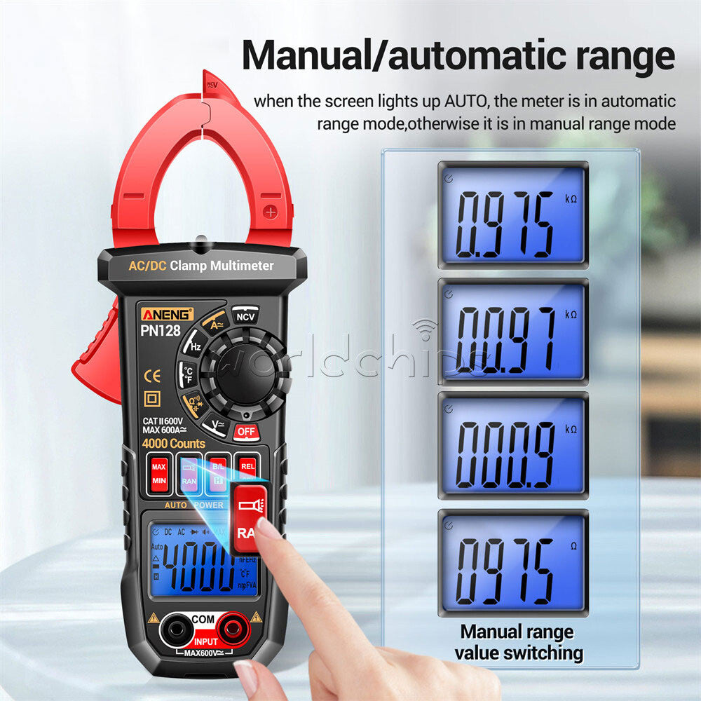 ANENG PN128 Clamp Meter AC/DC Voltage Current Backlight Auto Range Multimeter