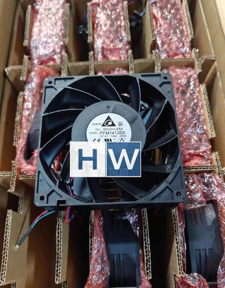 1PCDelta PFM1412DE 4-wire 14038 14CM 12V 5.04A Heat Dissipation Cooling Fan+mesh