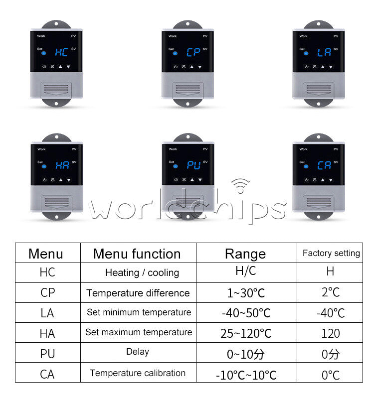 DTC1110 AC 110-220V Dual LED Intelligent Temperature Controller Thermostat + NTC