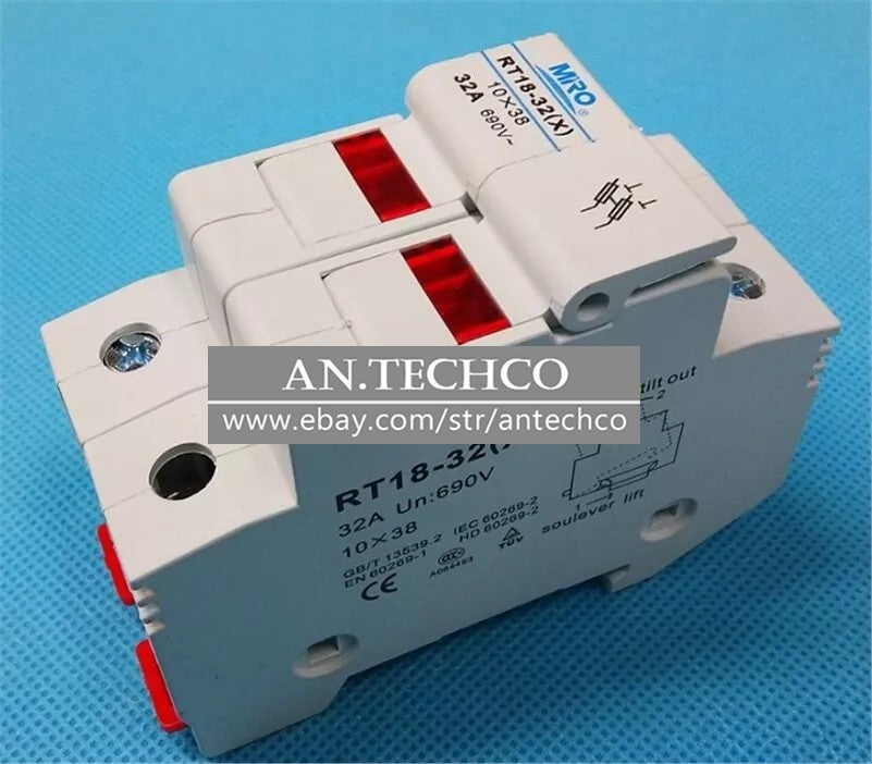 10PC For Miro RT18-32(X) Cylindrical Fuse Holders 10*38 32Amp 690VAC 2 Pole