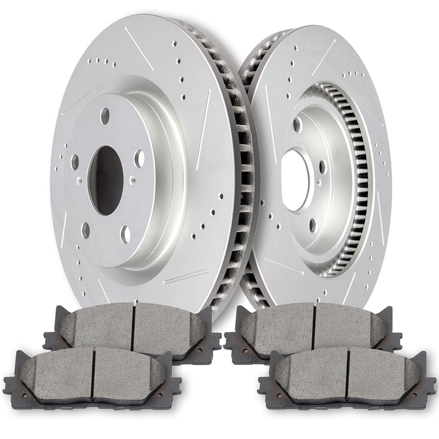 For 2008-2017 Toyota Camry Avalon Front Drilled & Slotted Rotors + Brake Pads