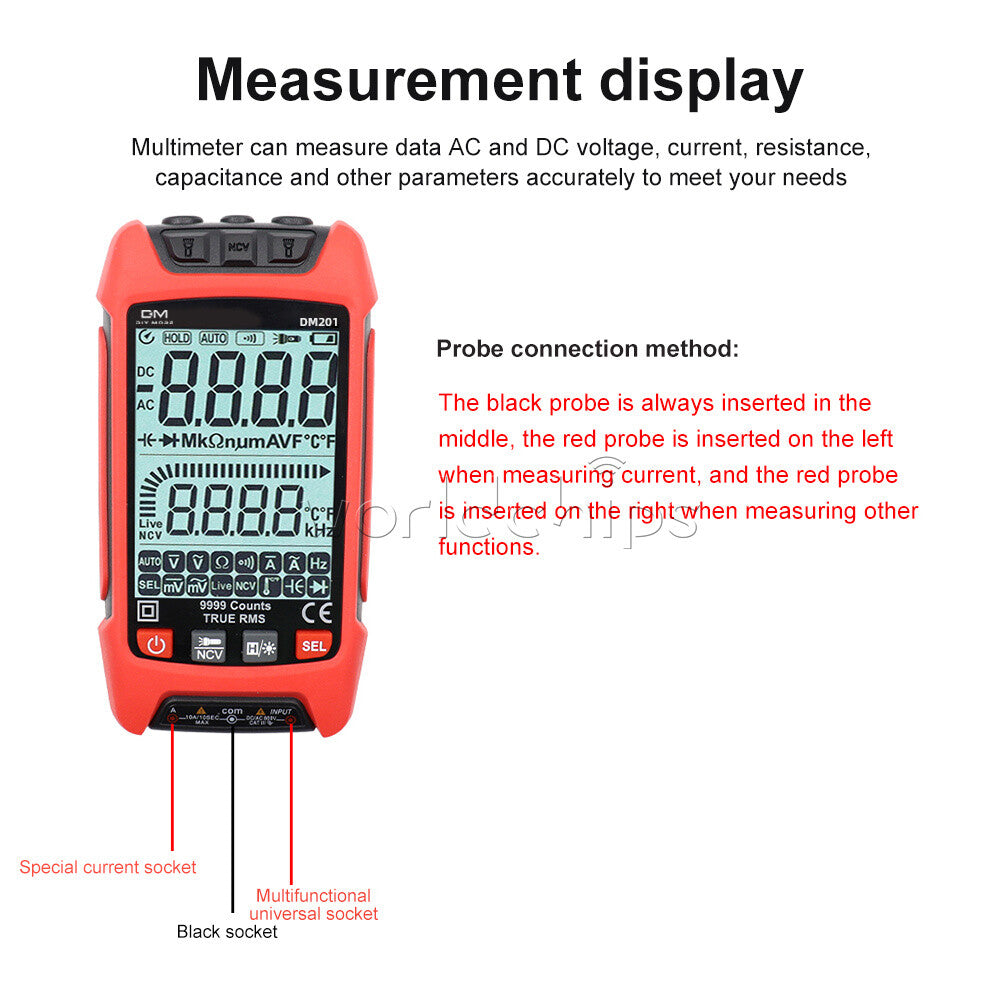 Backlight Digital Multimeter Voltmeter Resistance Capacitance Transistor Tester
