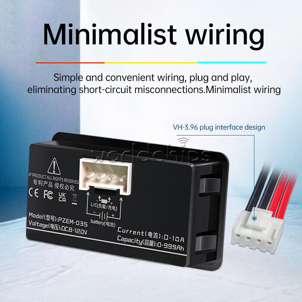Digital Voltage Current Meter Battery Capacity Tester Power Percentage Indicator