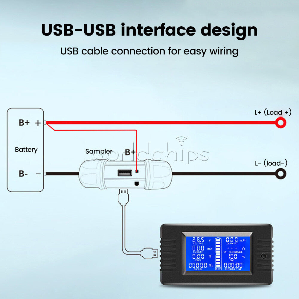 8-120V LCD Digital Voltage Current Power Meter Multifunction Battery Coulometer