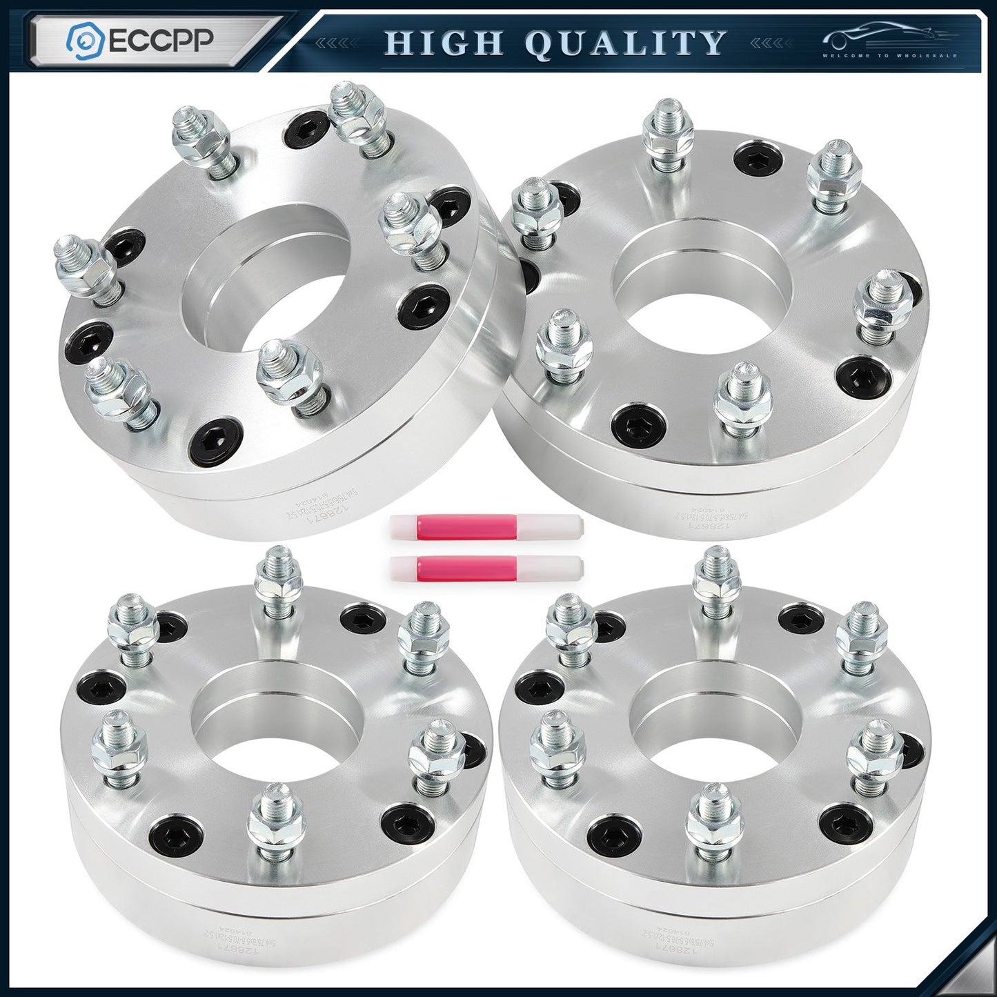 4 Pcs 2" 5x4.75 to 6x5.5 Wheel Adapters 12x1.5 For Chevrolet GMC 5 Lug to 6 Lug