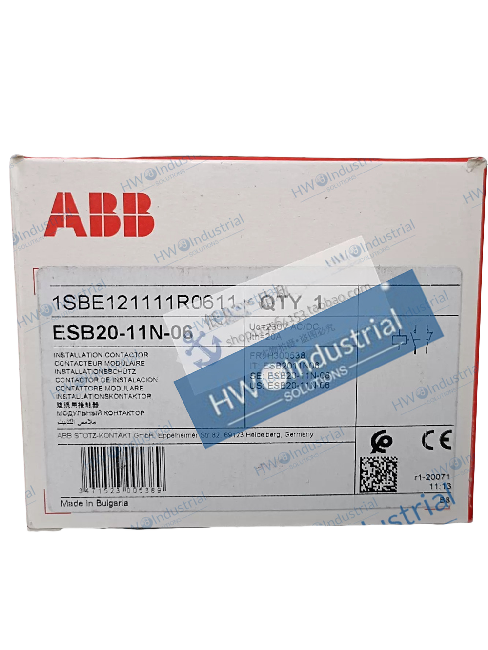 1/Piece ESB20-11N-06 Coil Voltage 230V ABB Building Contactor
