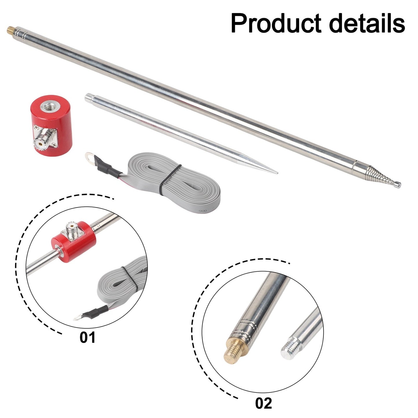 Stainless Steel Antenna for Amateur Radio 14MHz 30MHz 300W 600W Performance