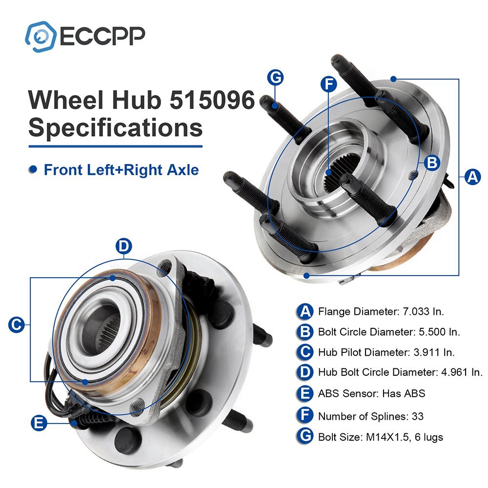 1Pc Wheel Hub Bearing Front 4WD For Chevy Silverado 1500 Sierra 1500 2007-2013