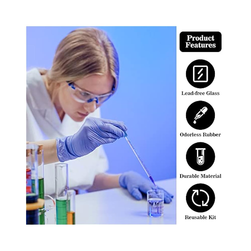 3-Pack 10ml Glass Pipettes with Rubber Bulb, Graduated, for Essential Oil