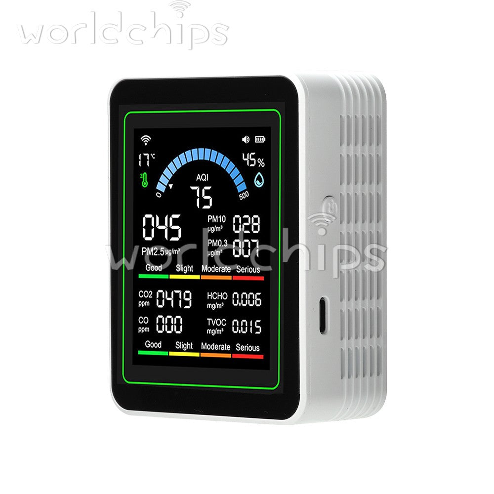 Tuya WiFi Digital Air Quality Detector PM1.0/2.5 TVOC HCHO Tester Temp,Humidity