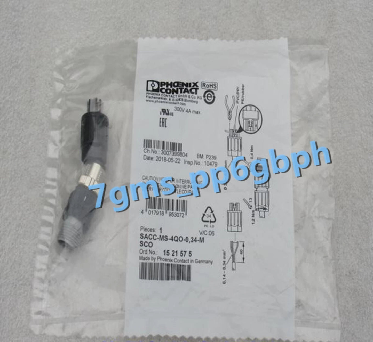 1 PCS  PHCENIX CONTACT Plug SACC-MS-4QO-0,34-M SCO 1521575 #P