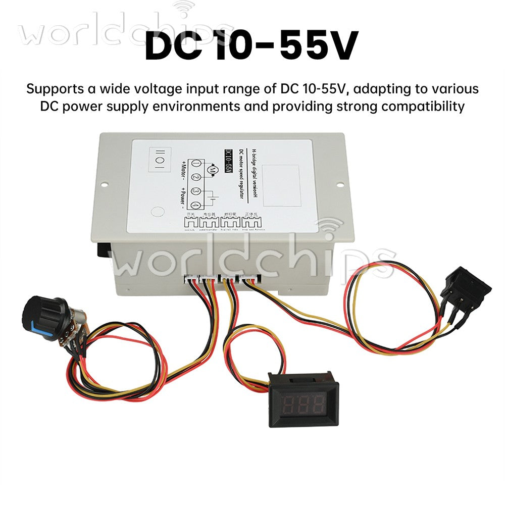 DC 10-55V 20A H-Bridge DC Brushed Motor Speed Controller with Digital Tachometer