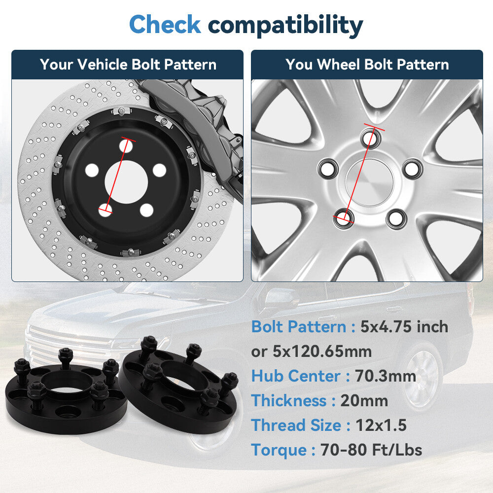 4 Pcs 20mm Hub Centric Wheel Spacers 5x4.75 For Chevrolet Corvette S10 Camaro