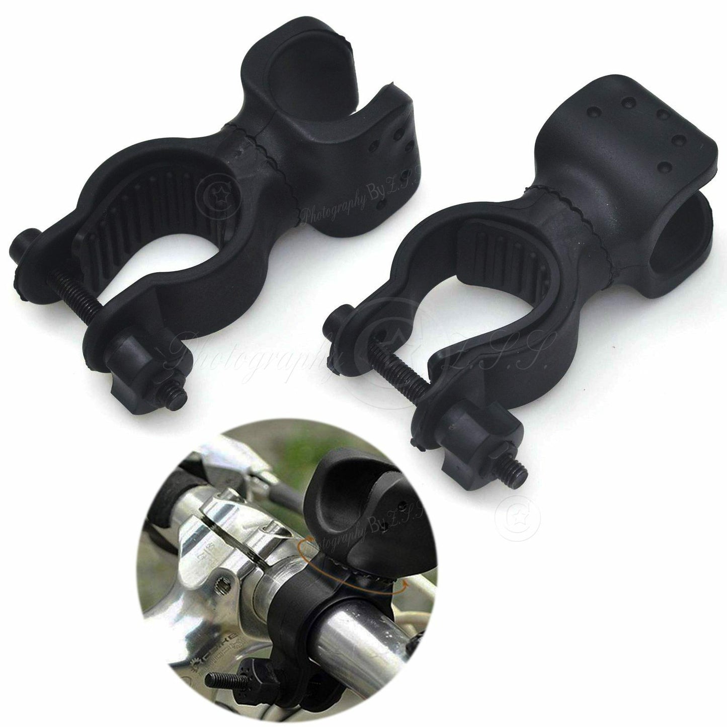 2x Bicycle LED Flashlight Bracket 360° Holder Mount Soft Bike Quick Release Clip