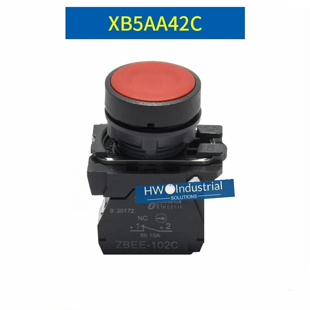 2/Piece  XB5 Series Flat Head Button Switch XB5AA42C XB5-AA42C Red 1NC