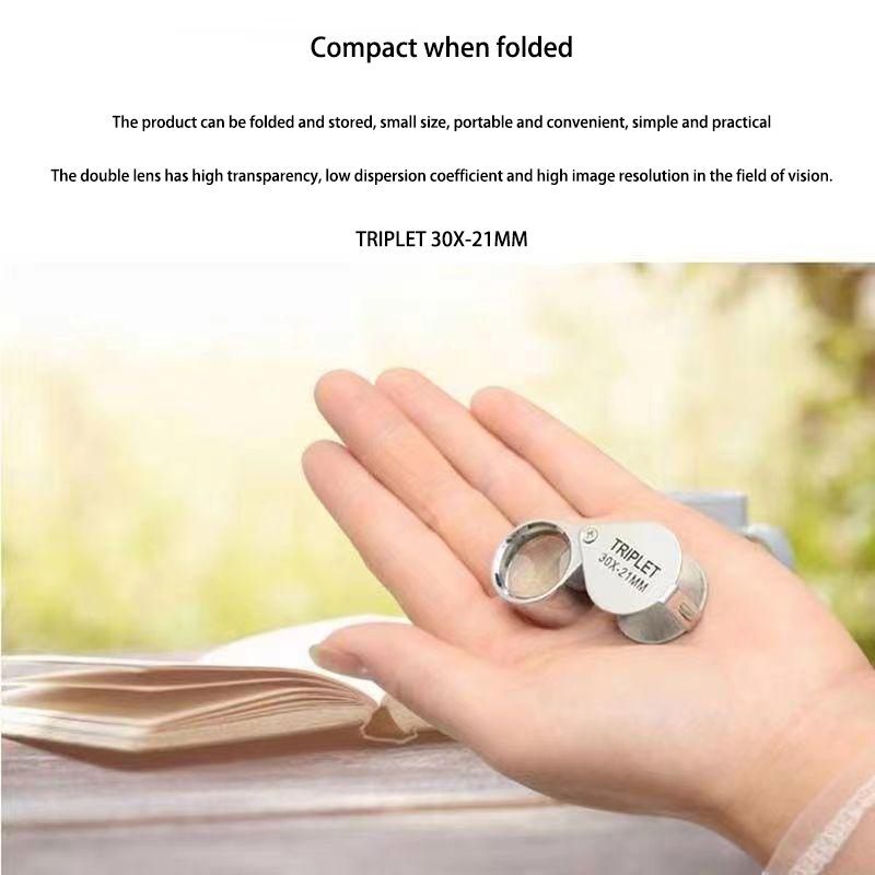 Portable Jewelry Loupe Foldable 30X Magnifier Coins Gemstone Inspection Tool