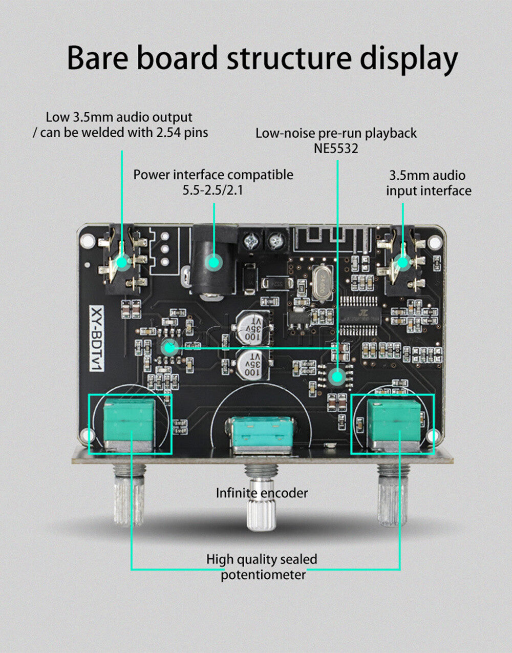 Bluetooth Decoder Board 2-Channels Stereo High&Low Tone Pre-stage Tuning Module