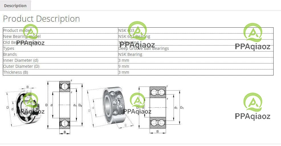 2PCS NSK 603CE Zirconia Ceramics, Deep Groove Ball Bearings 3x9x3mm. #P