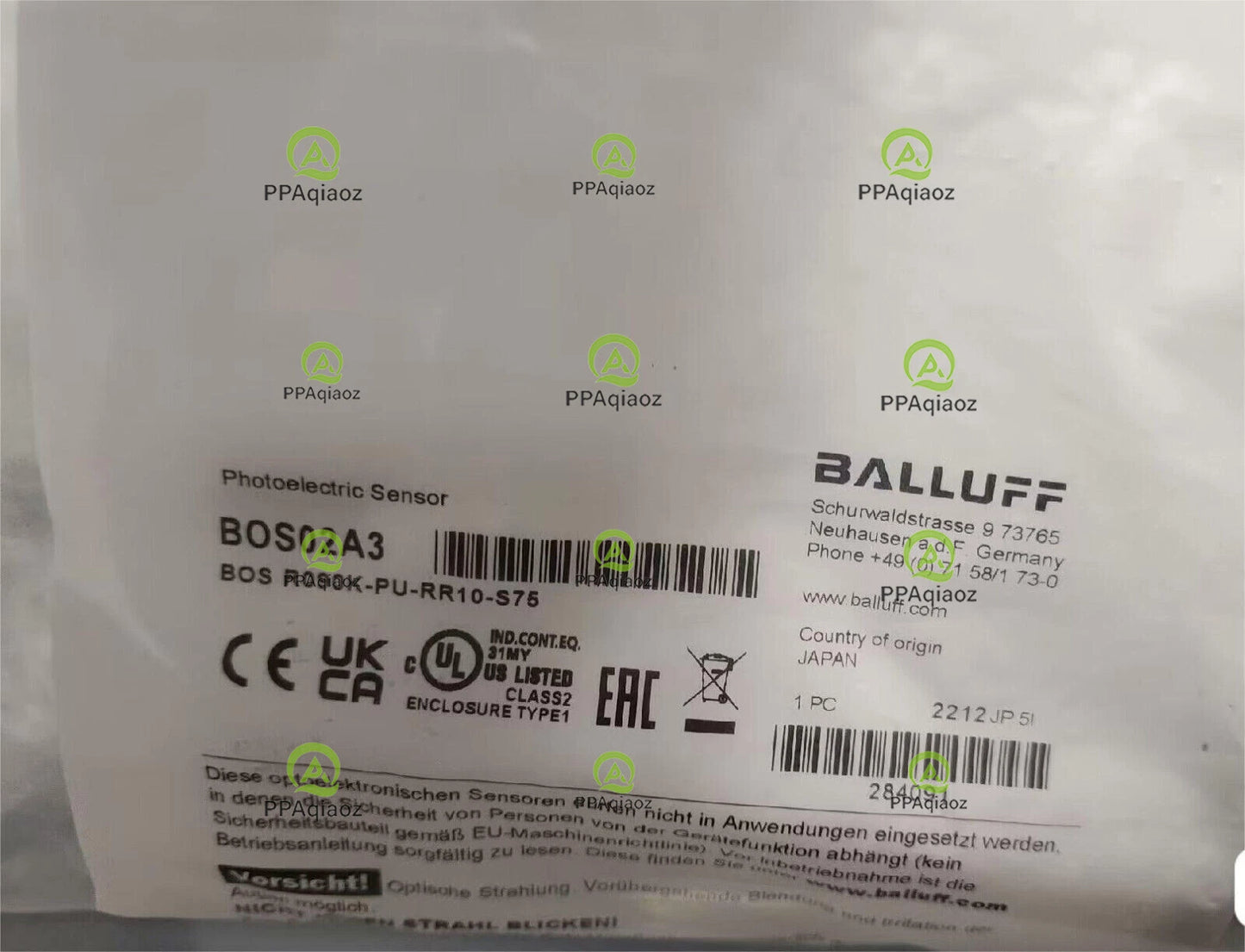 BALLUFF   BOS02A3  BOS R090K-PU-RR10-S75  PHOTOELECTRIC SENSOR   #P