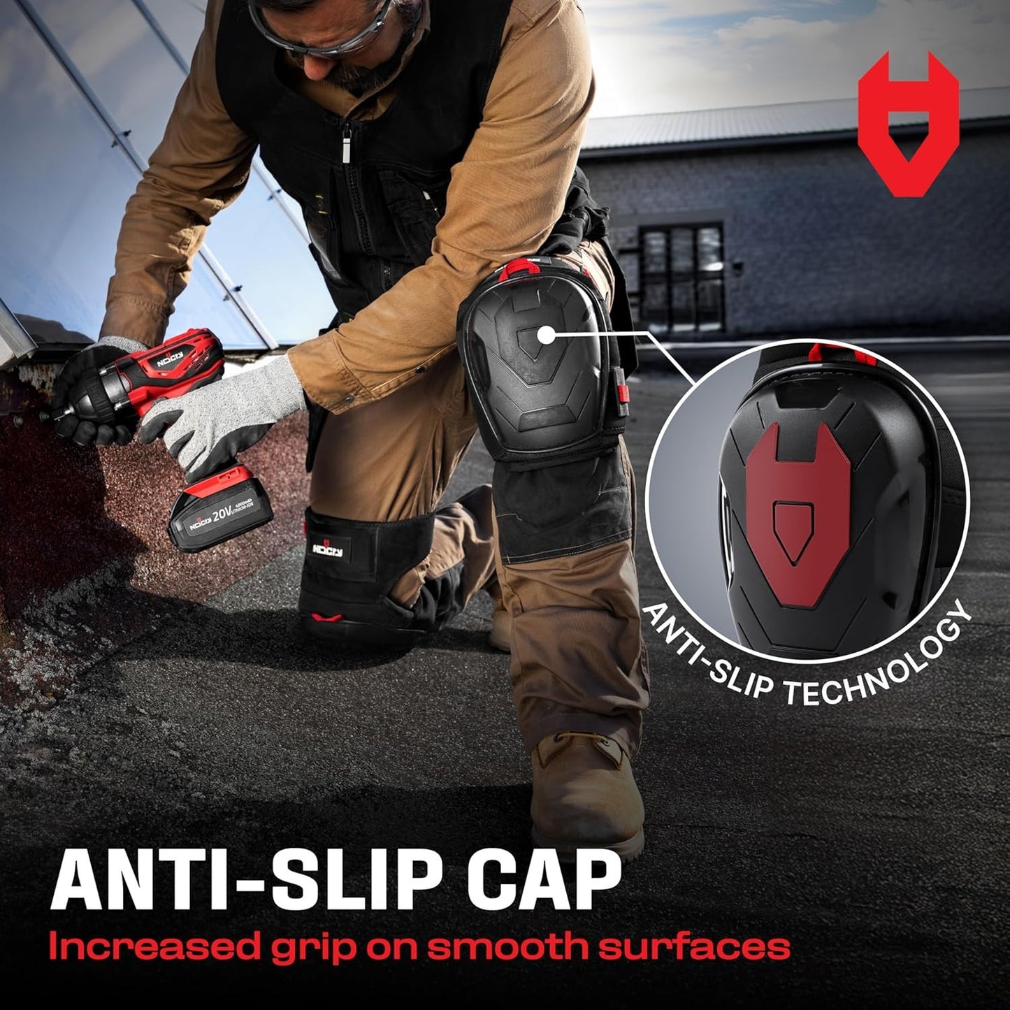 Professional Gel Knee Pads for Work — Heavy Duty Anti-Slip Cap, Extra Dual-Layer