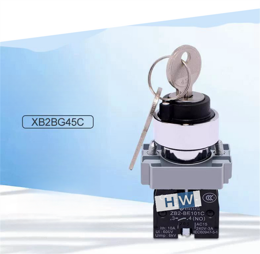 2/Piece  Key Selection Switch XB2BG45C XB2-BG45C 2-gear Self-locking 1NO 1NC