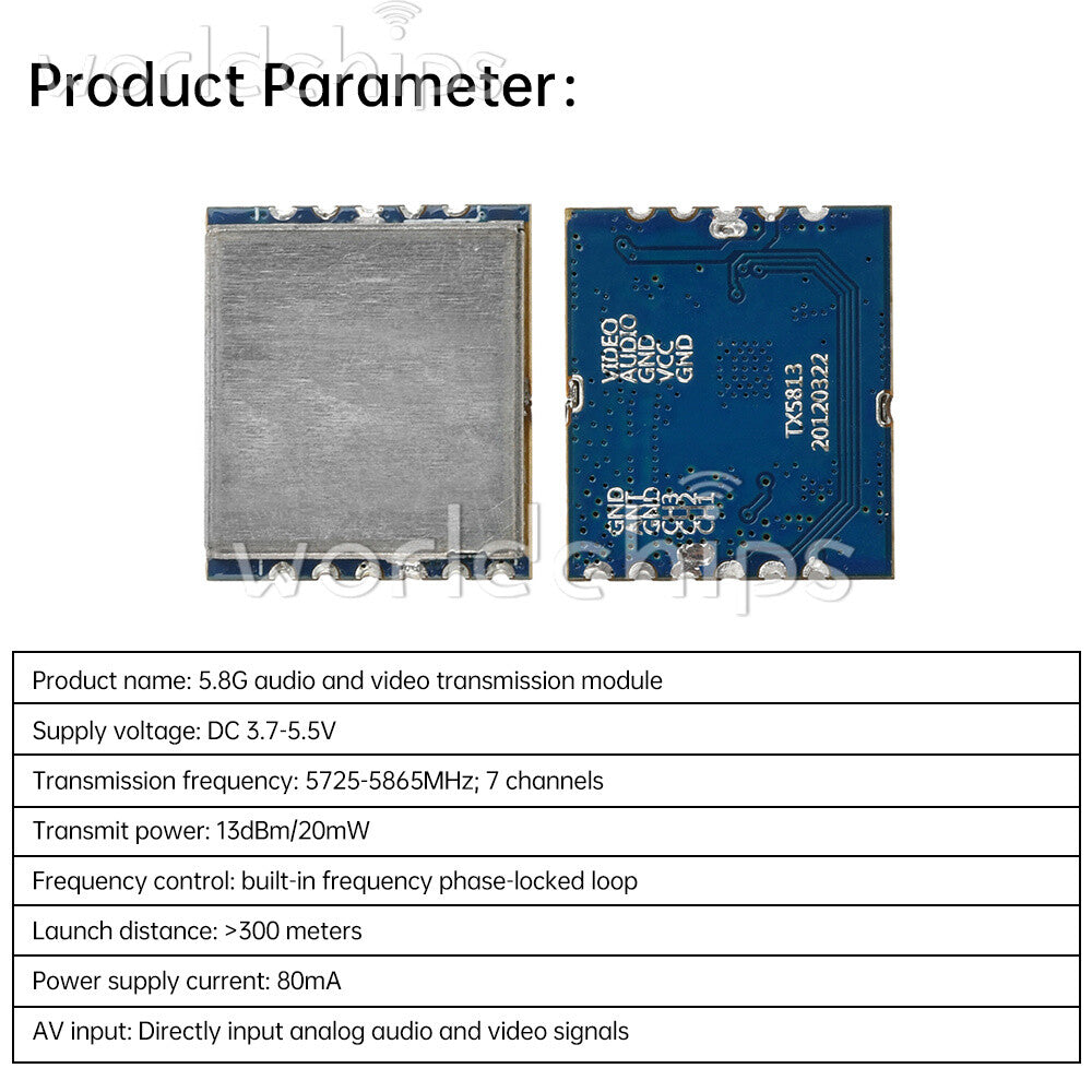 5.8G 7CH Wireless Audio Video Transmission Transmitter Module TX5813 For FPV DIY