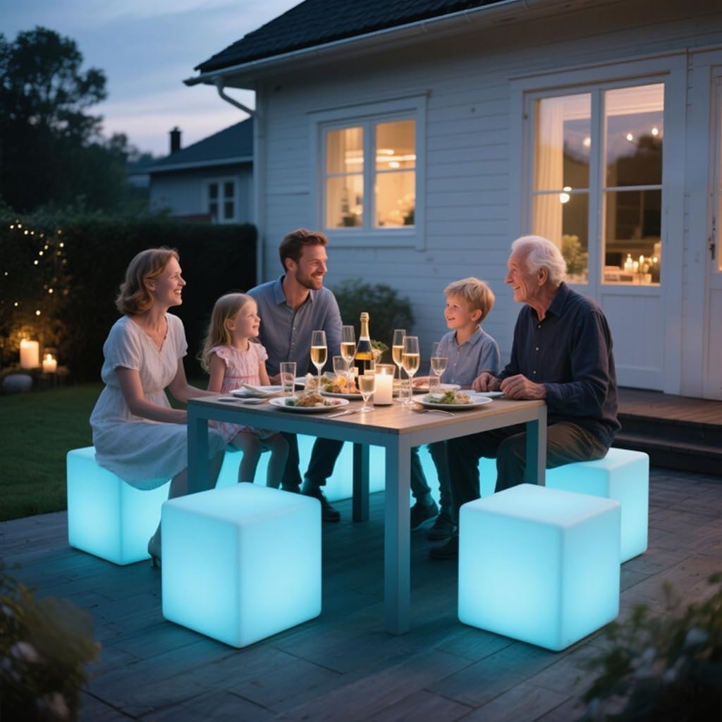 16 Inch Rechargeable LED Cube Light with Remote, 16 Colors Dimmable