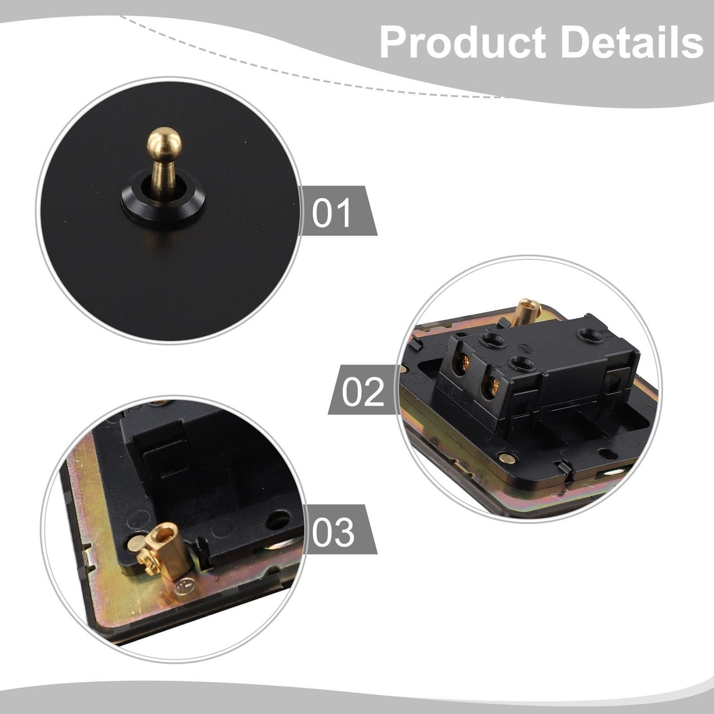 Functional Wall  for TOGGLE Light Switch with Brass Lever and Stainless Steel