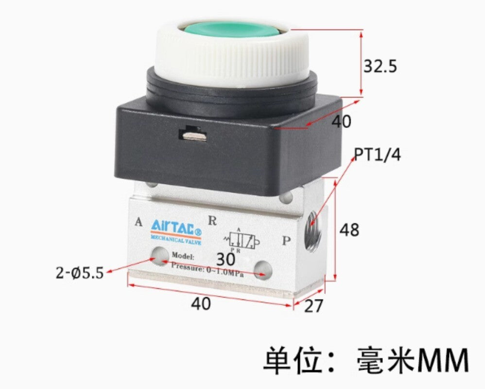 1pcs AirTAC Mechanical Valve CM3PF08B CM3PF08G CM3PF08R CM3PF08Y