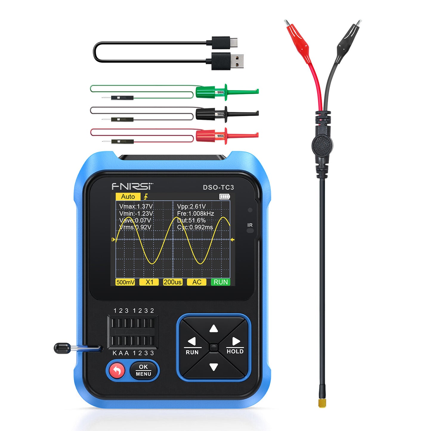 DSO-TC3 500kHz Handheld Digital Oscilloscope Transistor Tester Signal Generator