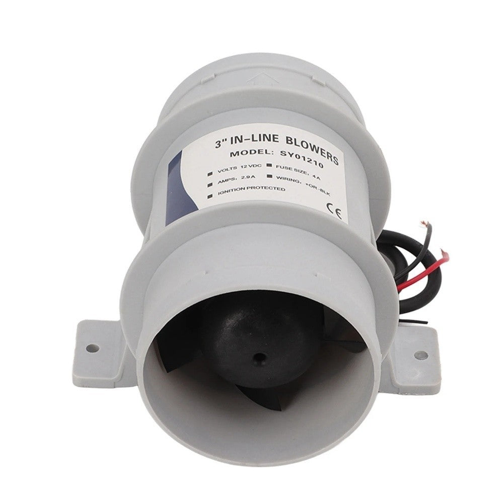 3 Inch 12V Inline Blower for Yacht Marine Airflow Silent Operation Design