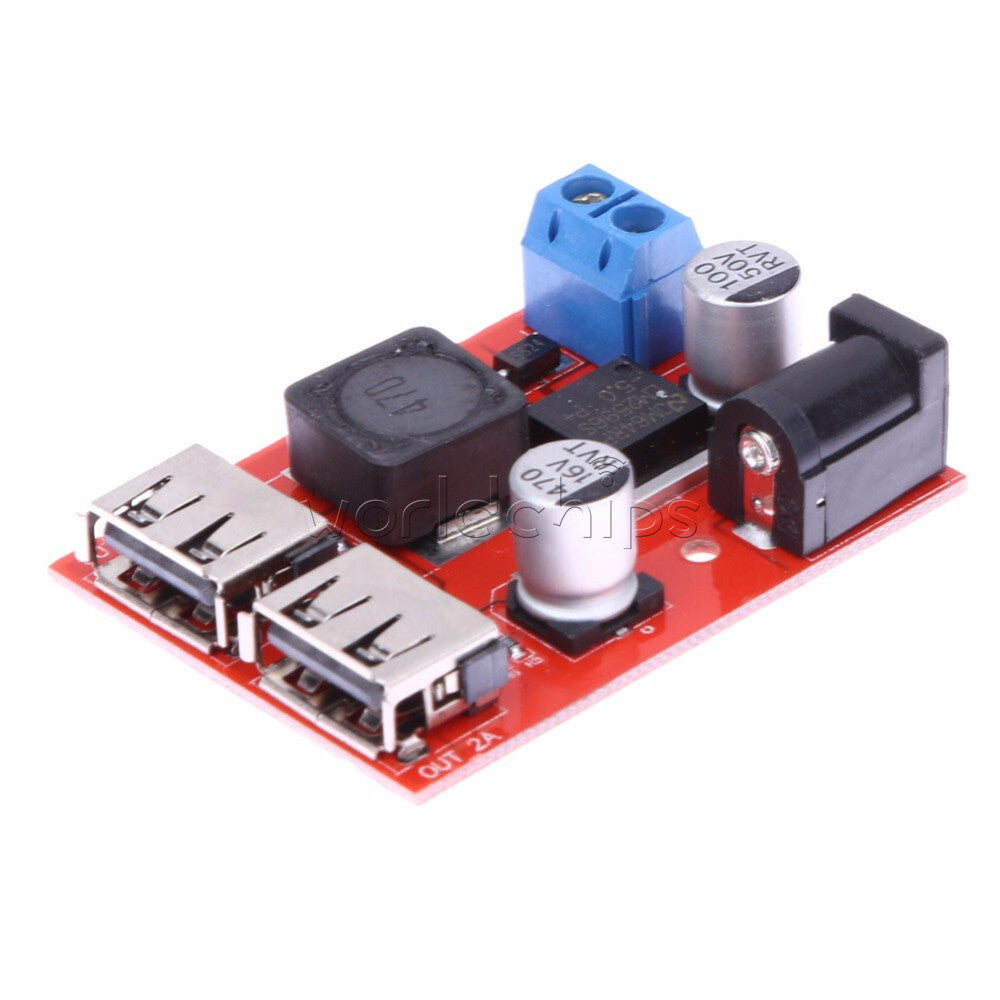 10PCS Dual USB Charger DC6V-40V TO DC5V 3A Step-Down Buck Power Supply Converter