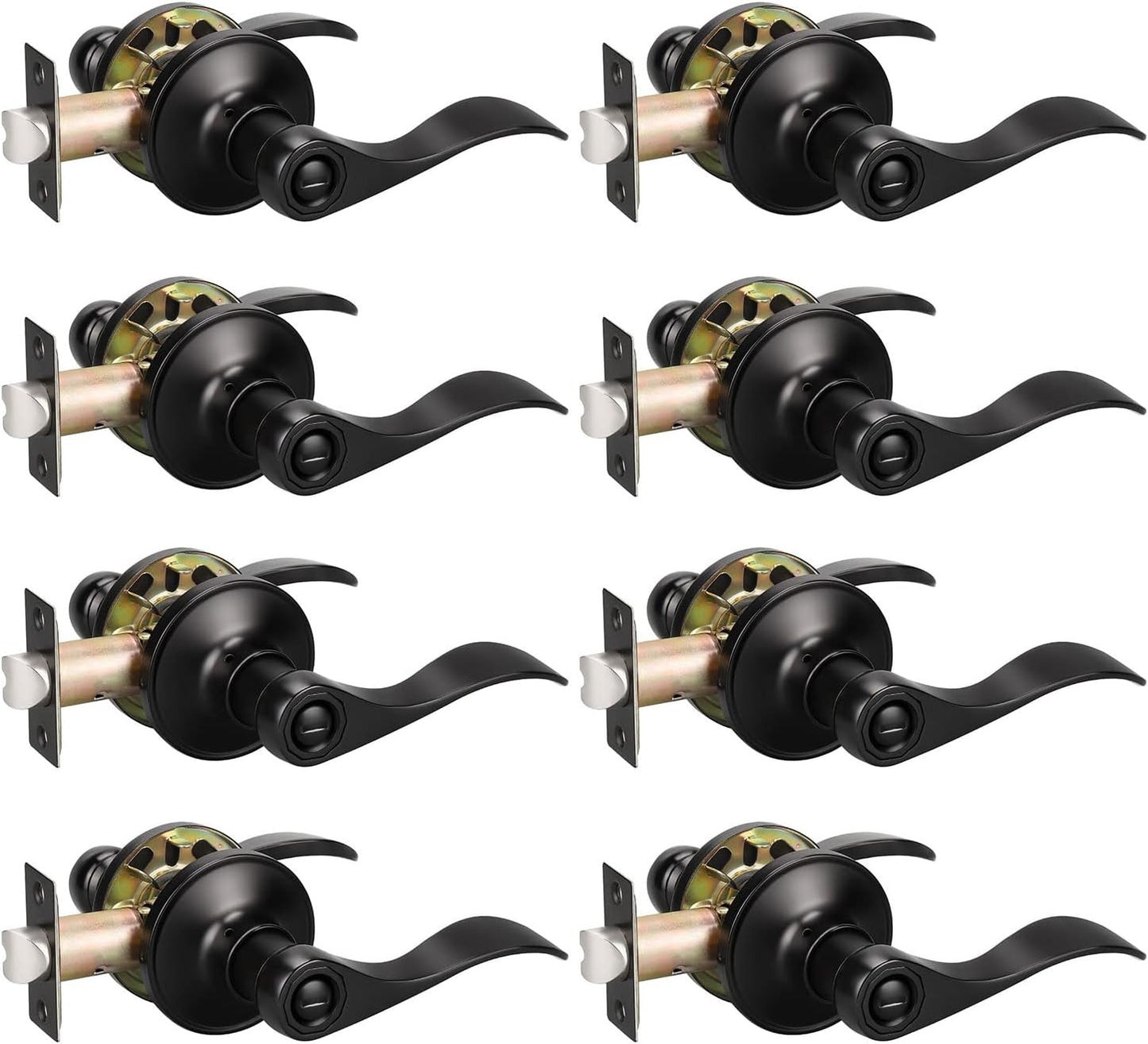 8-Pack Matte Black Door Levers with Thumb Turn Lock, Reversible for Left/Right