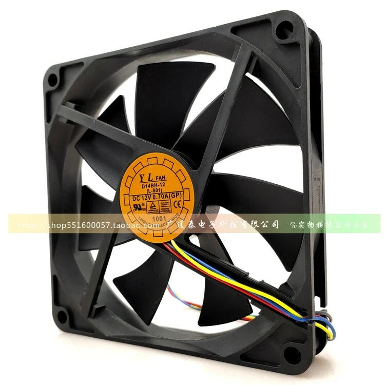 1PC D14BH-12 Fan DC 12V 0.70A 4wire 140*140*25mm Yate Loon