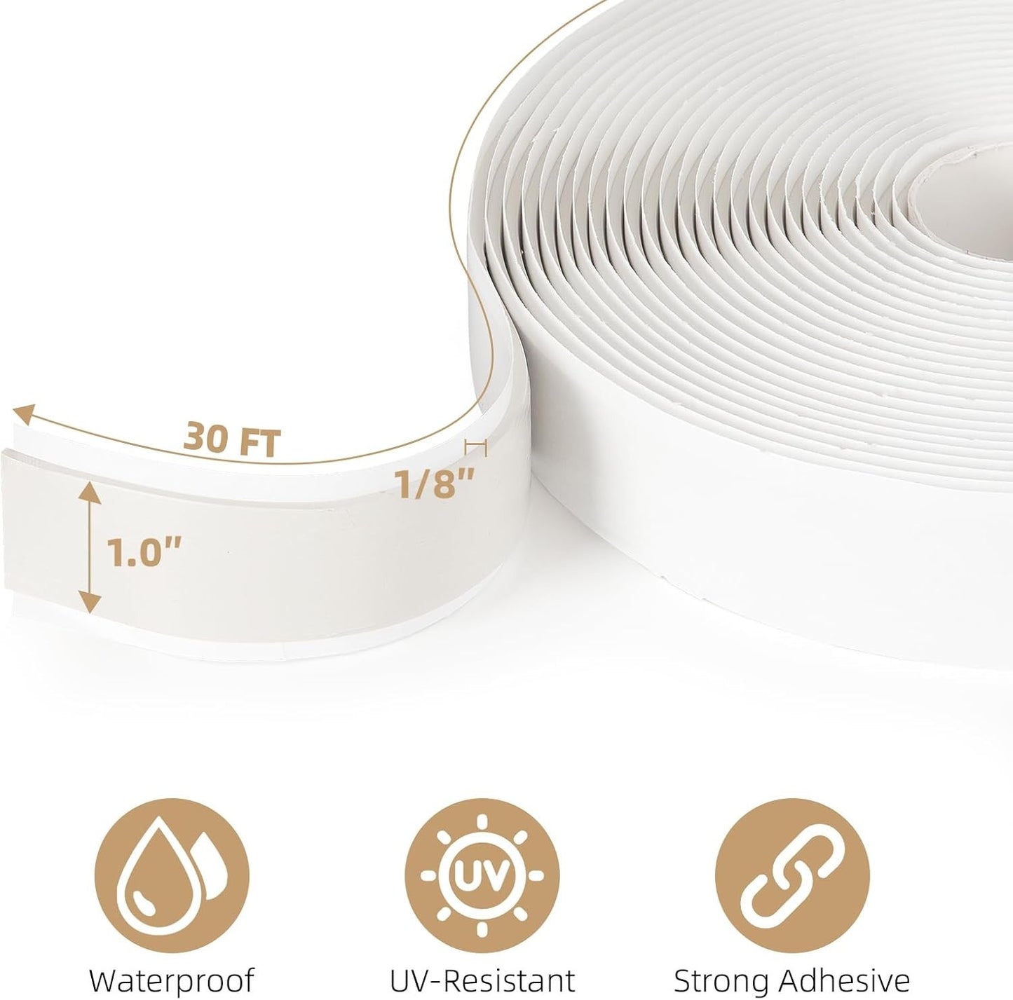 1" x 30 Ft Premium Butyl Tape, Non-Hardening for RV, Roofing, Plumbing Leaks