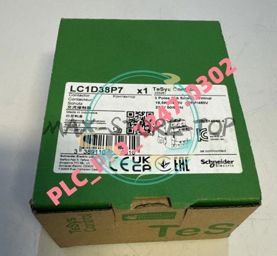 1PC  Schneider LC1D38P7 IEC contactor 38A 20HP at 480VAC, 230VAC 50/60Hz coil