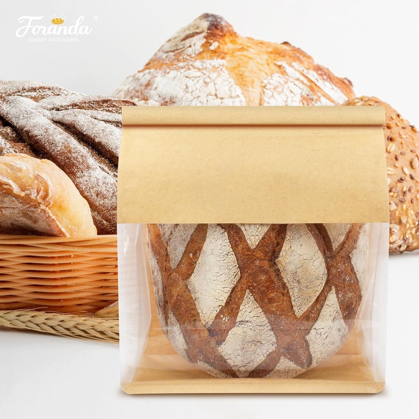 50 Pack Bread Bags with Tabs for Homemade Sourdough Bread, 8.7X4.3X11 Inches Tin