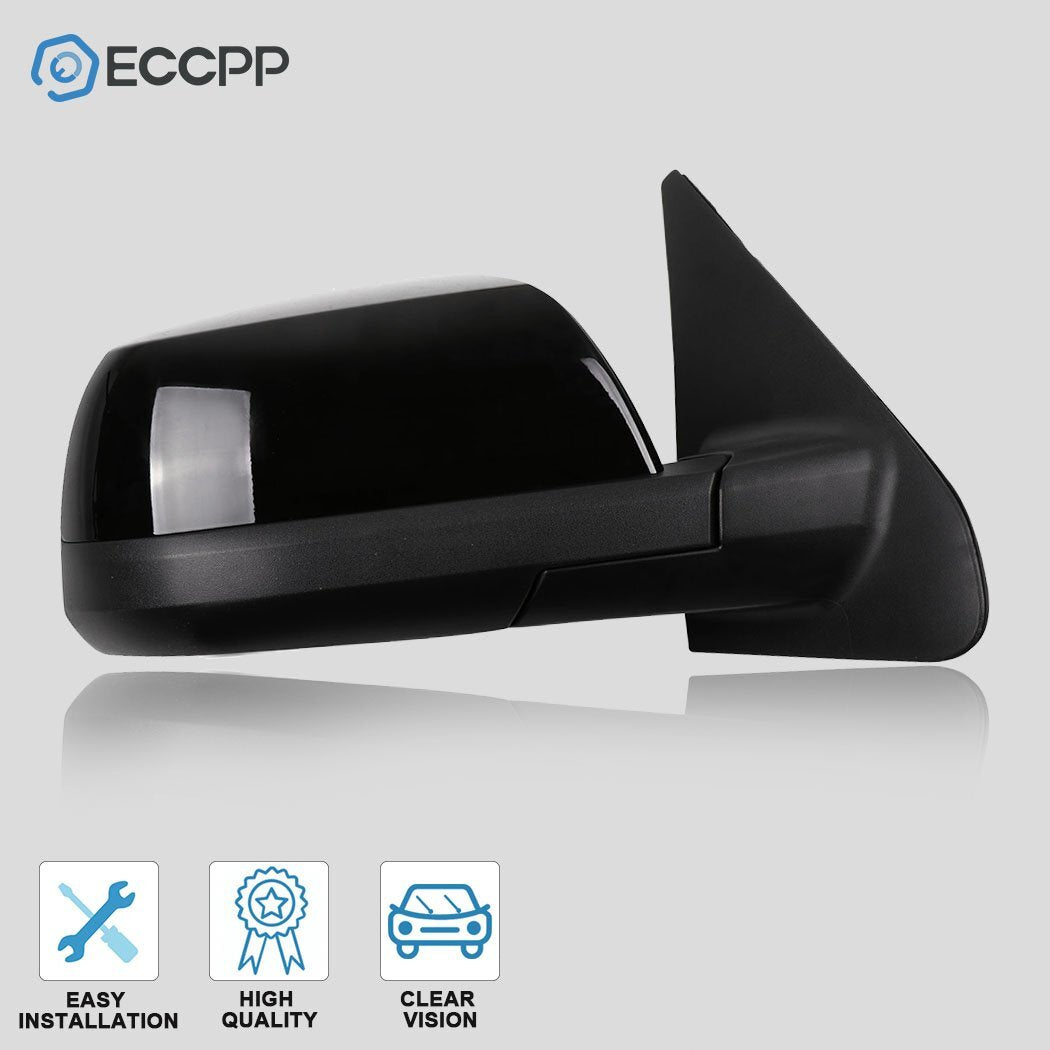 Mirror Power Heated Manual Fold For 07-16 Toyota Tundra Right Side Smooth Black