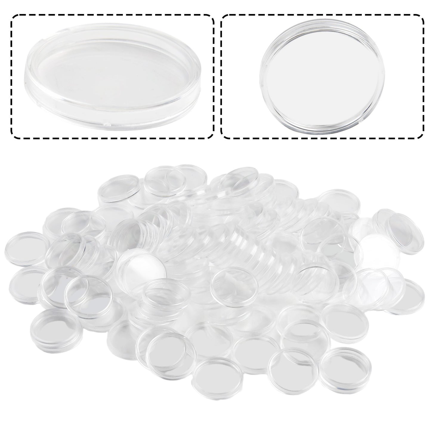 100Pcs Coin Case Holders 34mm Clear Plastic Capsules for Safe Coin Preservation