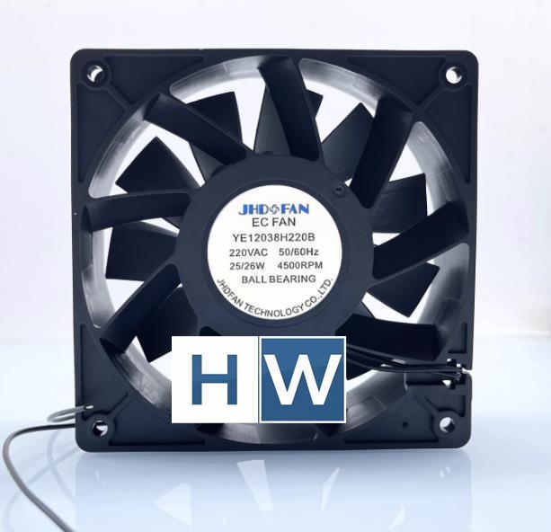 1PC JHD FAN YE12038H220B 2-wire 12038 12CM 220v 25W High Speed Cooling Fan
