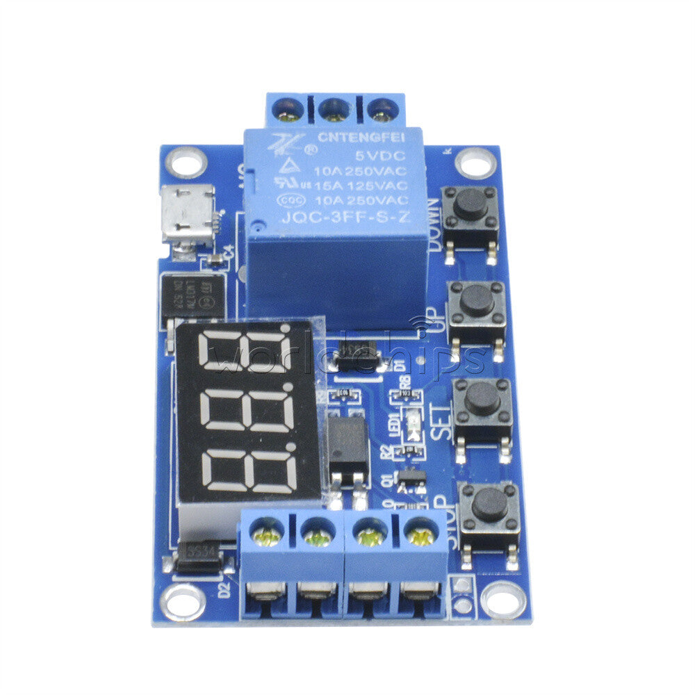 10PCS Digital LED Trigger Delay Cycle Timer Switch Relay Module Micro USB 5V