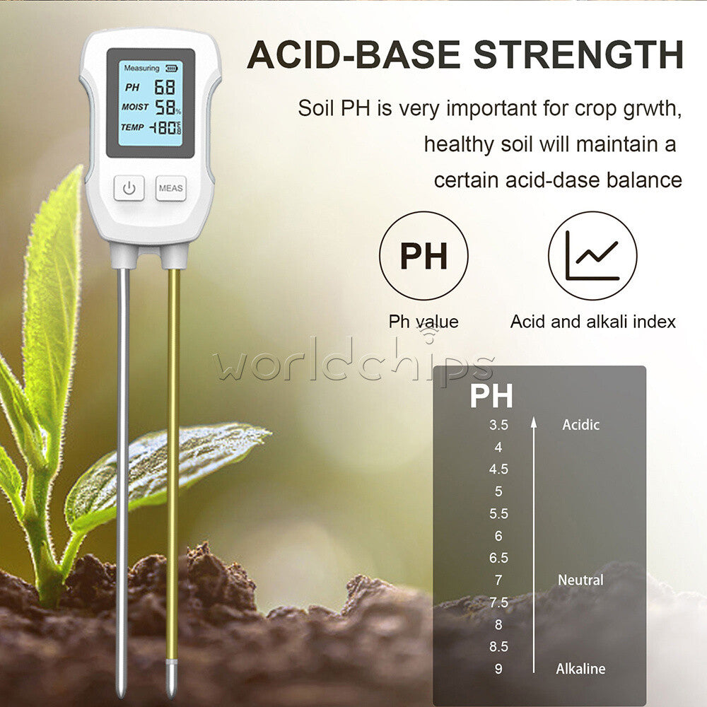 3 in 1 Soil PH Tester LCD Screen Soil Temperature Humidity Meter Garden Planting