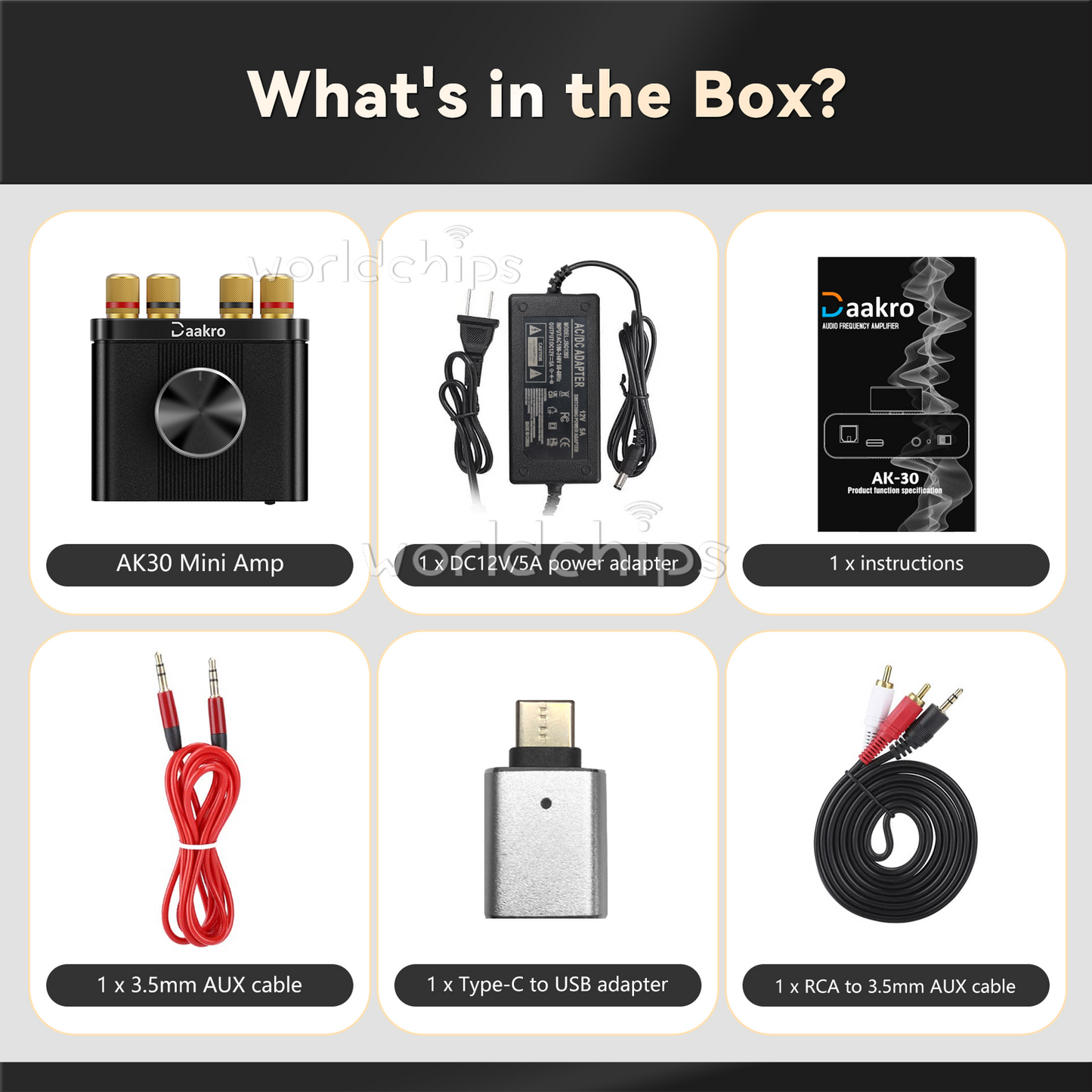 Daakr Bluetooth AUX TPA3116 Power Amplifier Board HIFI Stereo Audio Module 2x50W