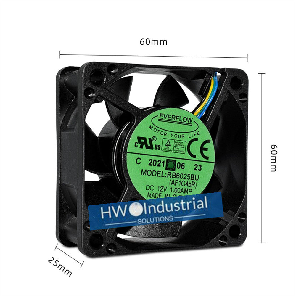 1/piece EVERFLOW RB6025BU DC12V 1.00AMP 4-wire 6CM PWM Chassis Cooling Fan