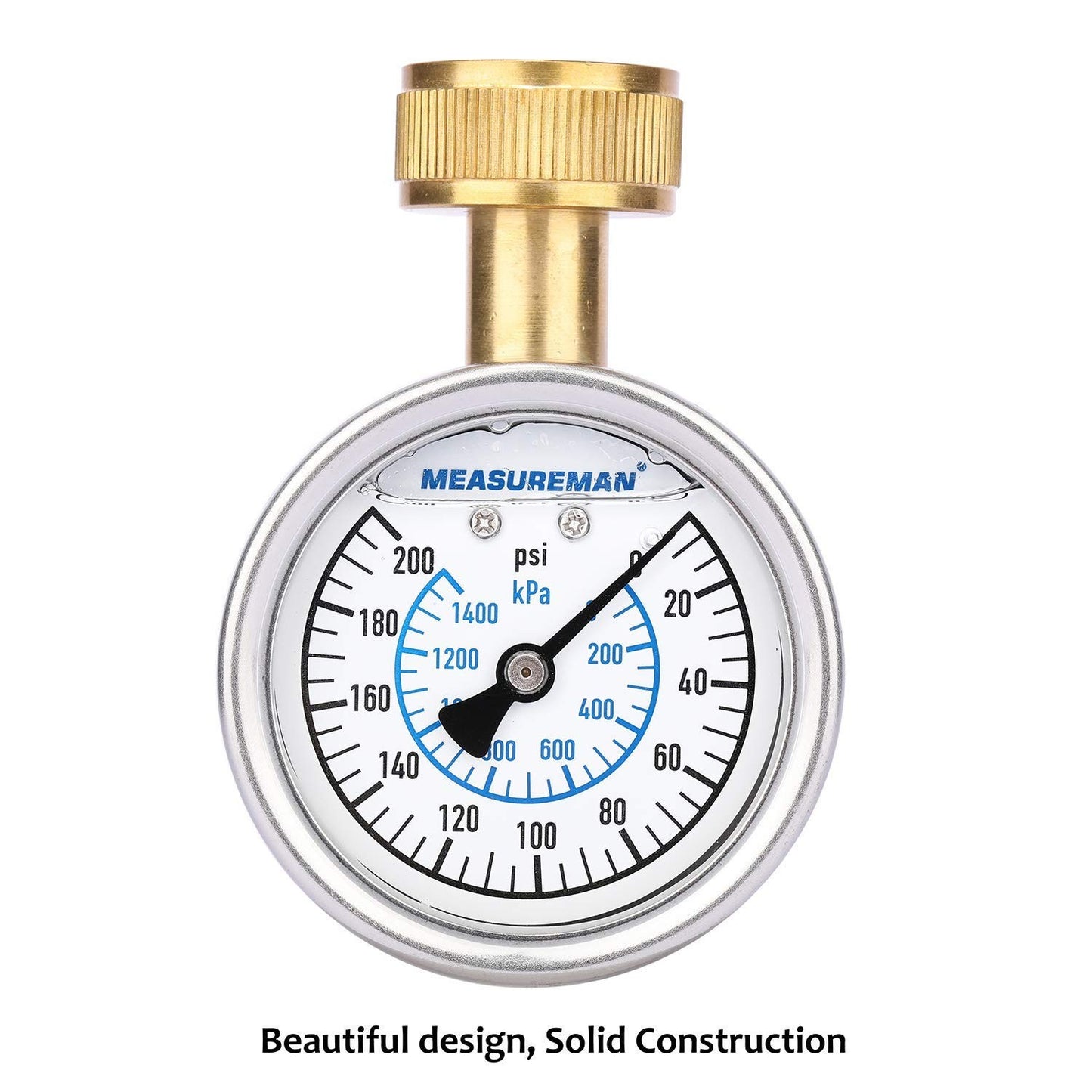 2-1/2" Glycerin Filled Stainless Steel Water Pressure Test Gauge, 3/4" Female Ho