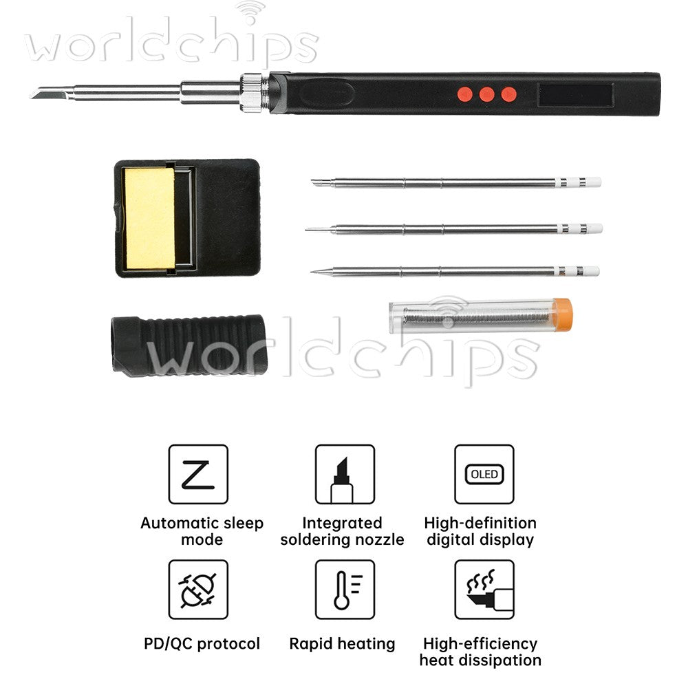 65W Soldering Iron Kit OLED PD Electric Heat Pencil Solder Tool Adjustable Temp