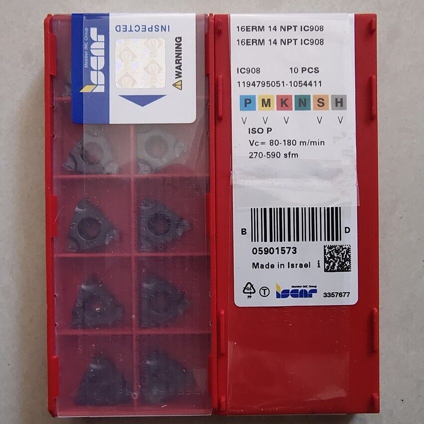 10Pcs For ISCAR 16ERM 14NPT IC908 CNC carbide inserts Indexable Threaded Inserts