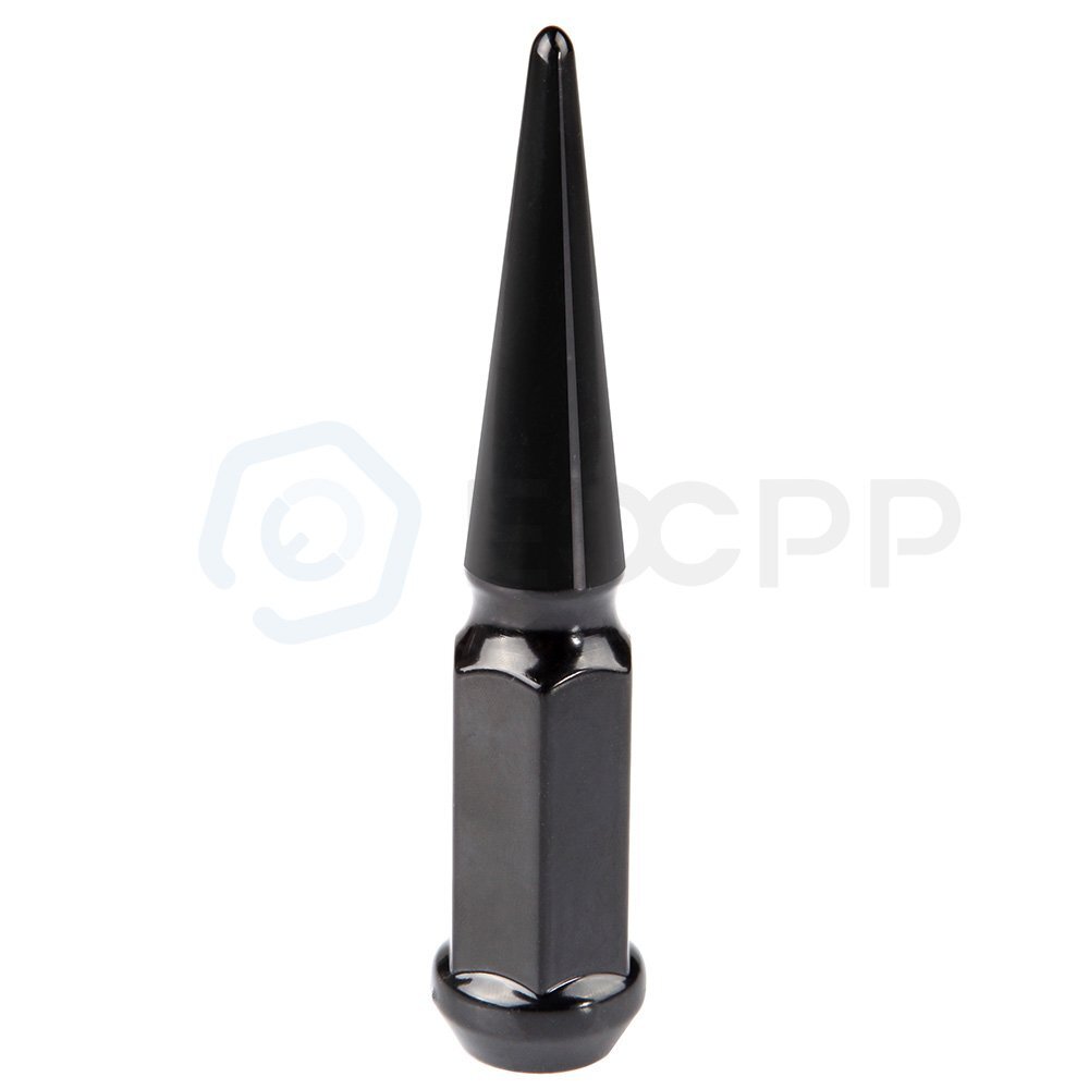 24 Pcs Black 14x1.5 Spike Lug Nuts 1 Key Fits Ram 1500 Ford Chevrolet Silverado