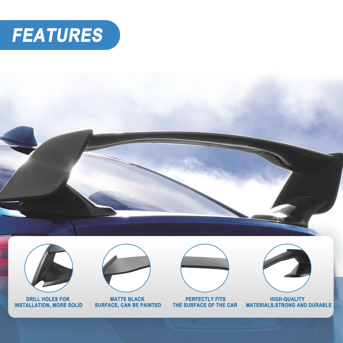 For 15-21 Subaru WRX STI Rear Trunk Lip Painted Black Spoiler Wing